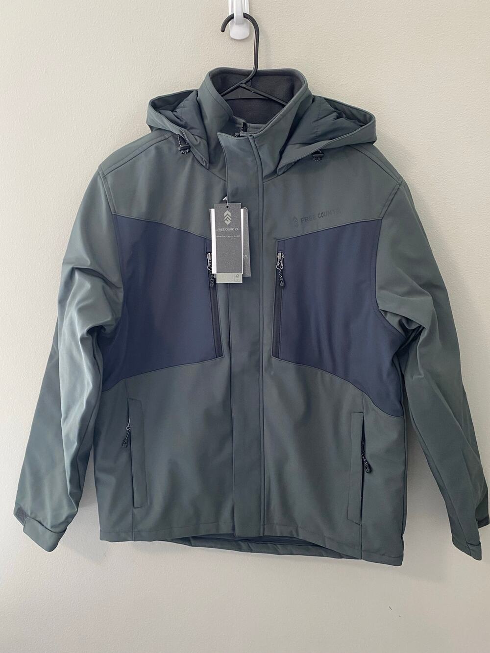 New Free Country Men's Snow Jacket, Fleece Lined Evergreen Size Small
